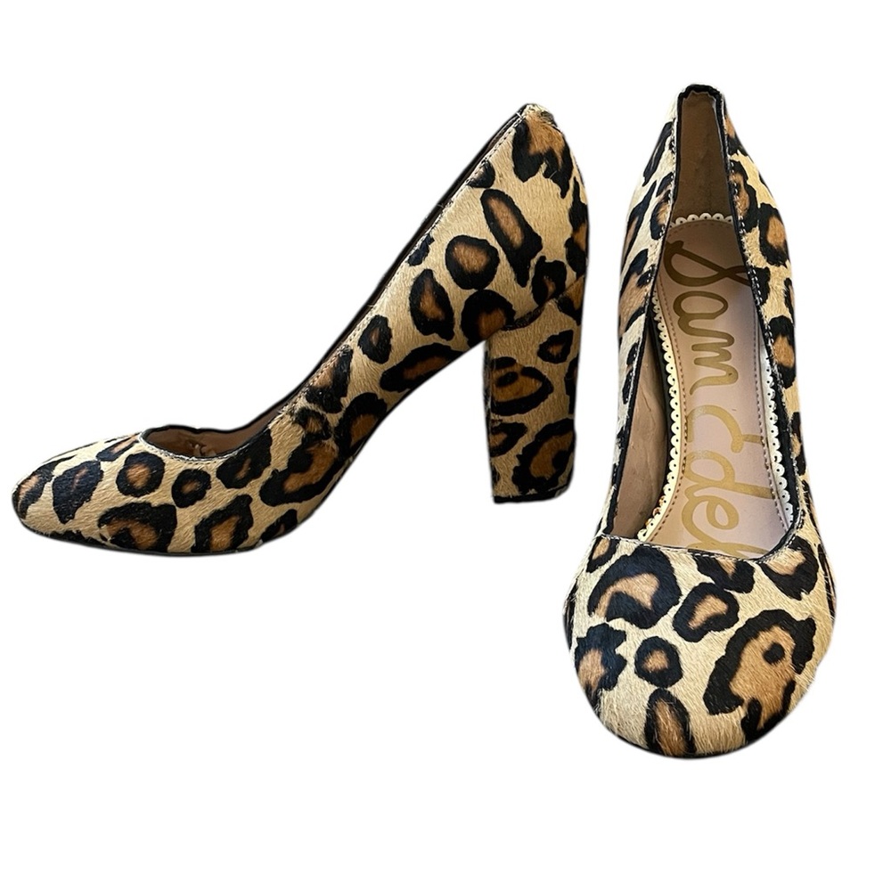 SAM EDELMAN Stillson Leopard Calf-Hair Pumps